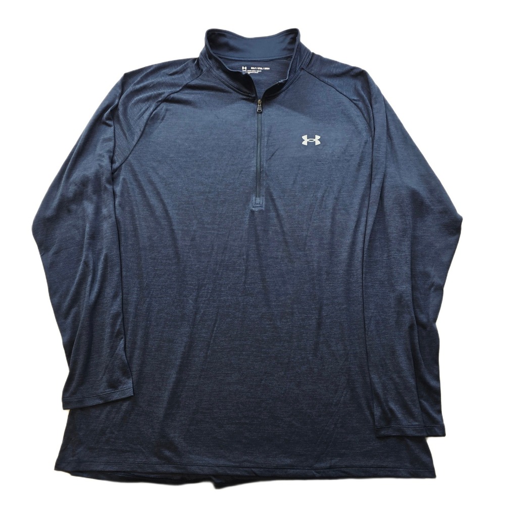Under Armour Tech 2.0 1/2 Zip Pullover Mens 3XLT Navy Blue Heather Loose Fit